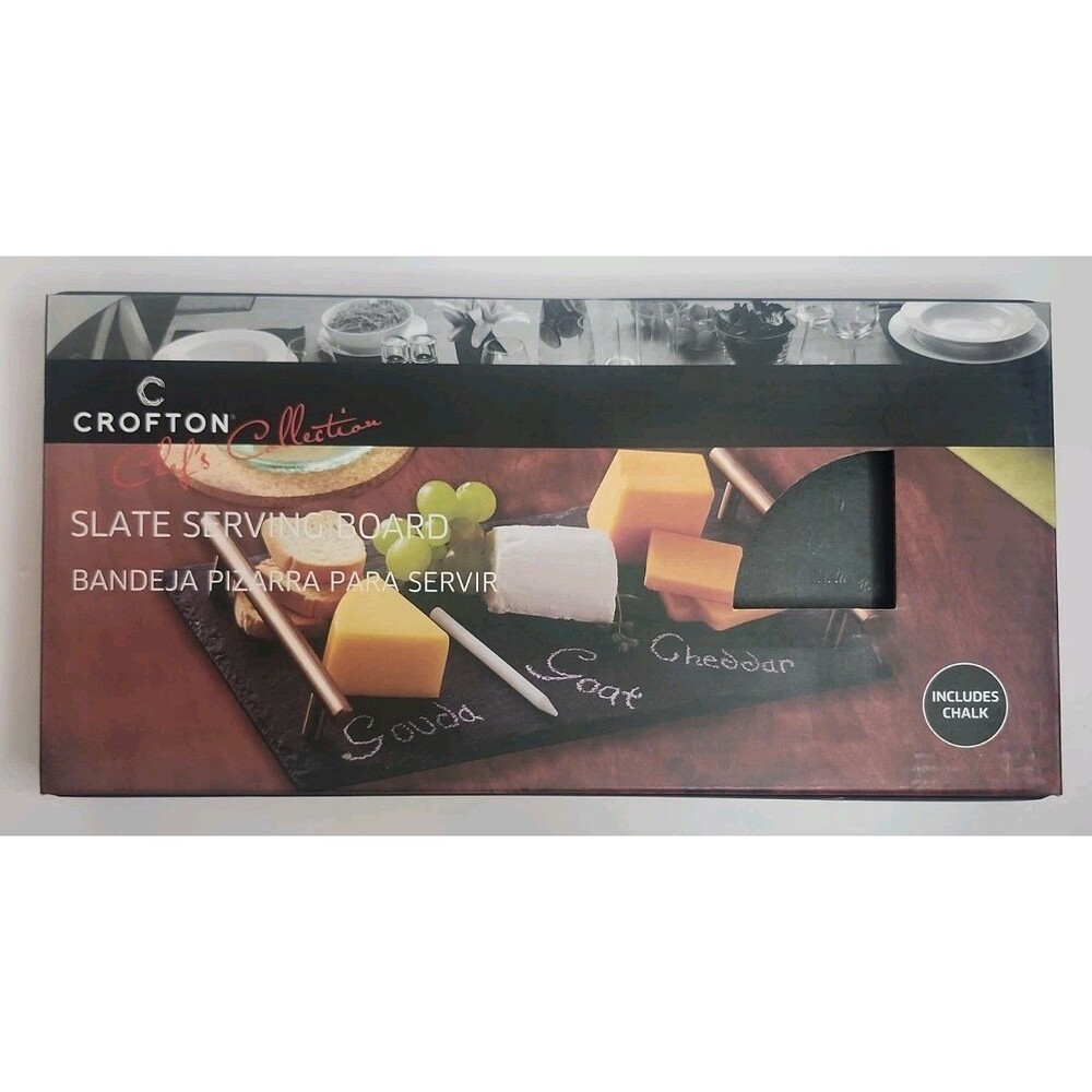 CROFTON Chef's Collection Slate Serving  Board Rectangular Chalk NIB Charcuterie